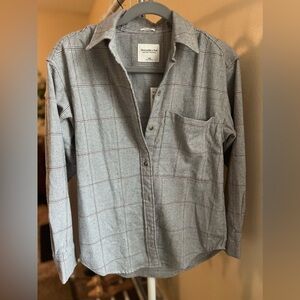 NWT Abercrombie Soft AF Oversized Shirt Jacket Gray